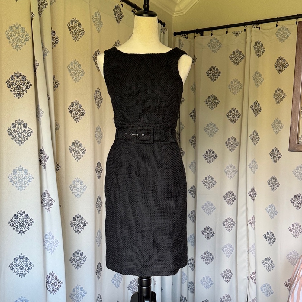Banana Republic Factory Black Belted Midi Dress